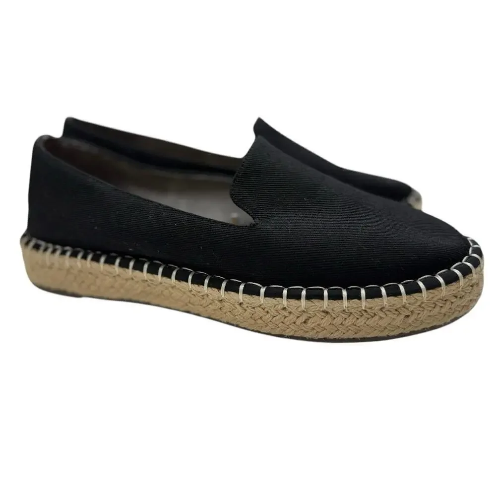 NWOT Joie Cara Espadrille Slip On Shoes in Black Canvas 8M